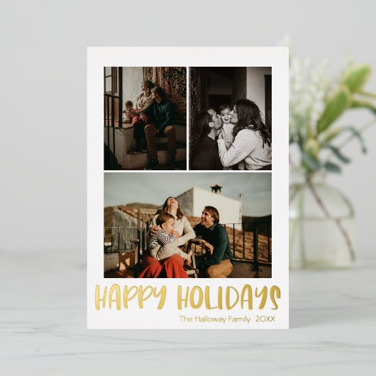 Eenvoudige Prettige feestdagen Verticaal 3 Foto |  (Staand Voorkant)