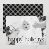 Eenvoudige Prettige feestdagen zwart Feestdagenkaart (Voorkant / Achterkant)