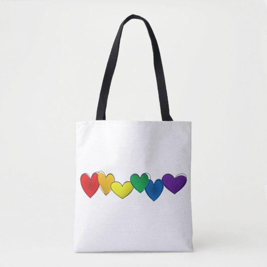 Eenvoudige PRIDE Rainbow kleuren harten tas (Voorkant)