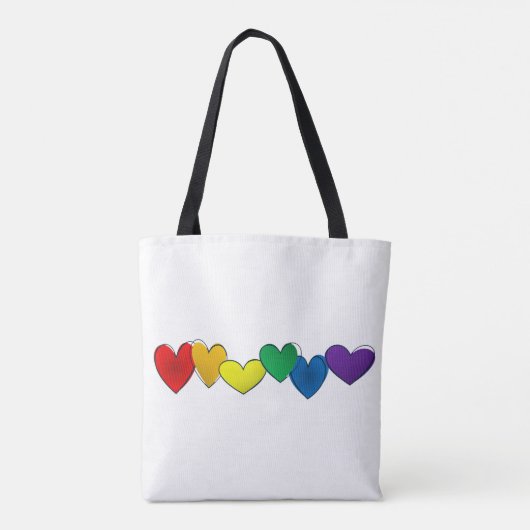 Eenvoudige PRIDE Rainbow kleuren harten tas (Achterkant)