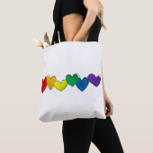 Eenvoudige PRIDE Rainbow kleuren harten tas (Dichtbij)