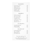 Eenvoudige prijslijst met minimale prijzen voor ou reclamekaart (Achterkant)