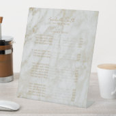 Eenvoudige prijslijst met moderne goudmarmer reclamebord met voetstuk (Insitu)