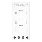 Eenvoudige Prijslijst voor Hondentrimmers met Poot Reclamekaart (Voorkant)