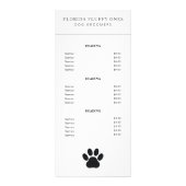 Eenvoudige Prijslijst voor Hondverzorgingsdiensten Reclamekaart (Voorkant)