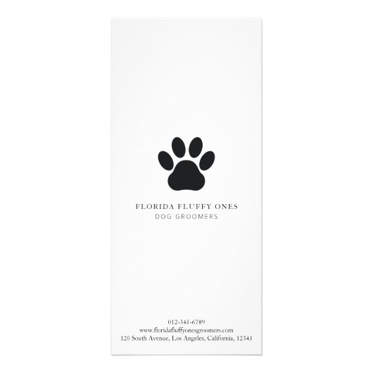 Eenvoudige Prijslijst voor Hondverzorgingsdiensten Reclamekaart (Achterkant)