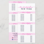 Eenvoudige prijslijst voor witte roze bruine zalon (Voorkant / Achterkant)