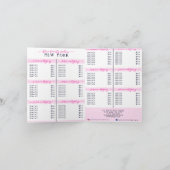 Eenvoudige prijslijst voor witte roze Logo Notitiekaartje (Binnen)