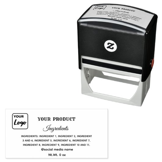 Eenvoudige productingrediënten, aangepast logo zelfinktende stempel (In situ)