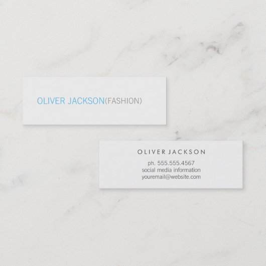 Eenvoudige professional / (blauw) mini visitekaartje (Voorkant / Achterkant)