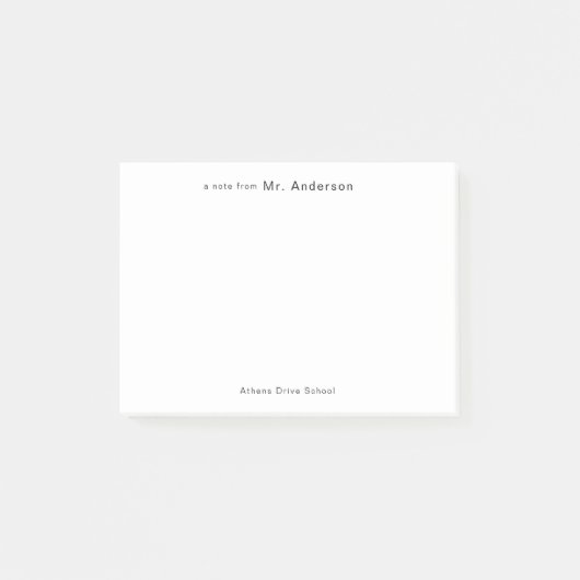 Eenvoudige Professional 'een notitie van' Docenten Post-it® Notes (Voorkant)