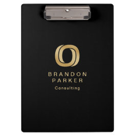Eenvoudige Professional Gold Business-Logo op zwar Klembord