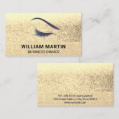 Eenvoudige Professional Gold Glitter Eye Lash Tech Visitekaartje (Voorkant / Achterkant)