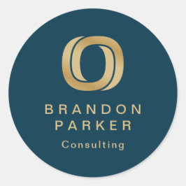 Eenvoudige Professional Gold-Logo op zee Ronde Sticker