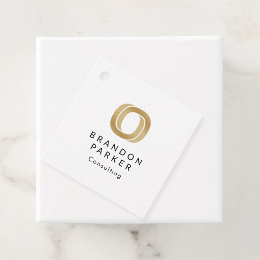 Eenvoudige Professional Gold-Logo op zwart Bedankjes Labels (In situ)