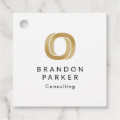 Eenvoudige Professional Gold-Logo op zwart Bedankjes Labels (Voorkant)