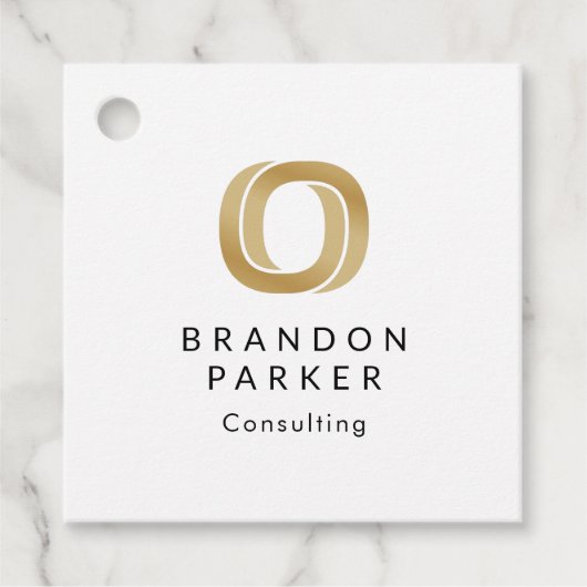 Eenvoudige Professional Gold-Logo op zwart Bedankjes Labels (Voorkant)