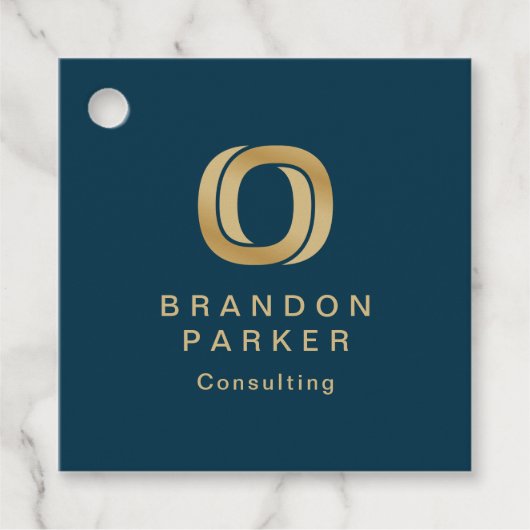 Eenvoudige Professional Gold-Logo op zwart Bedankjes Labels (Voorkant)