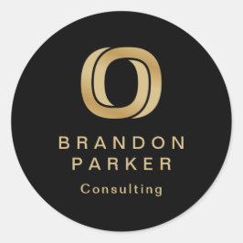 Eenvoudige Professional Gold-Logo op zwart Ronde Sticker