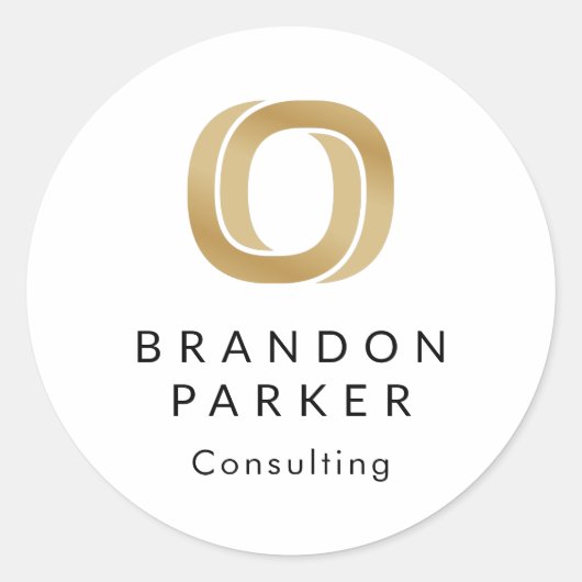 Eenvoudige Professional Gold-Logo op zwart Ronde Sticker (Voorkant)