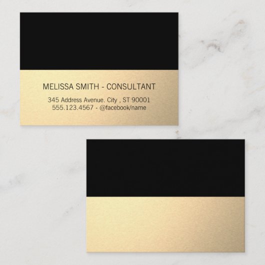 Eenvoudige Professional Gold Lux Black Visitekaartje (Voorkant / Achterkant)
