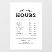 Eenvoudige Professional Zwart op Witte Werkuren Raamsticker (Vel)