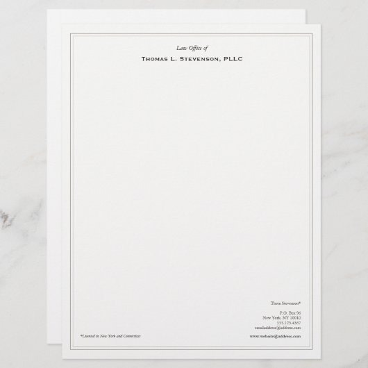 Eenvoudige professionele advocaat custom briefhoofd (Voorkant / Achterkant)