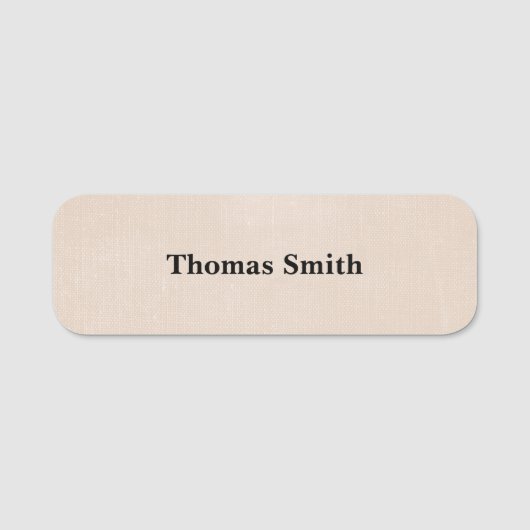 Eenvoudige professionele beige gestructureerde ach naamplaatje (Voorkant)