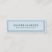 Eenvoudige professionele blauw witte rand minimali mini visitekaartje (Voorkant)