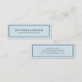 Eenvoudige professionele blauw witte rand minimali mini visitekaartje (Voorkant / Achterkant)