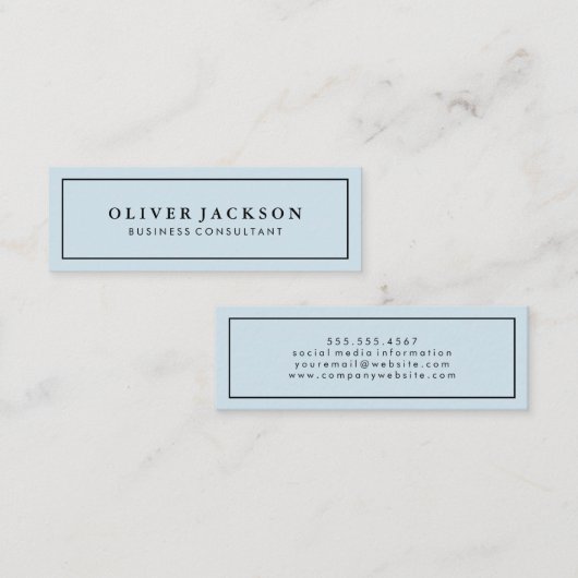 Eenvoudige professionele blauw witte rand minimali mini visitekaartje (Voorkant / Achterkant)
