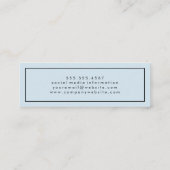 Eenvoudige professionele blauw witte rand minimali mini visitekaartje (Achterkant)