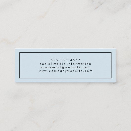 Eenvoudige professionele blauw witte rand minimali mini visitekaartje (Achterkant)
