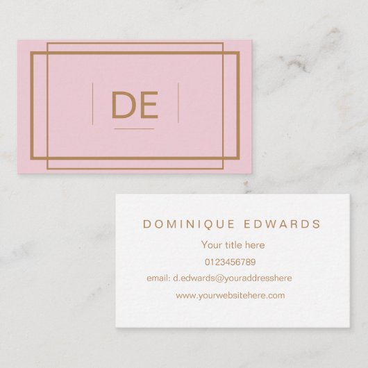 Eenvoudige Professionele Blush Roze en Brass Kleur Visitekaartje (Voorkant / Achterkant)
