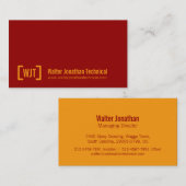 Eenvoudige professionele donkerrode oranje visitek visitekaartje (Voorkant / Achterkant)