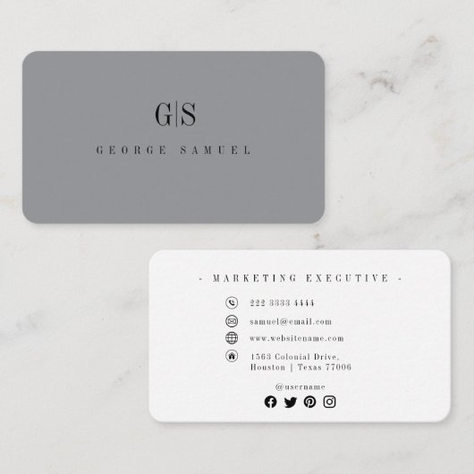 Eenvoudige Professionele Elegante Werknaam Functie Visitekaartje (Voorkant / Achterkant)