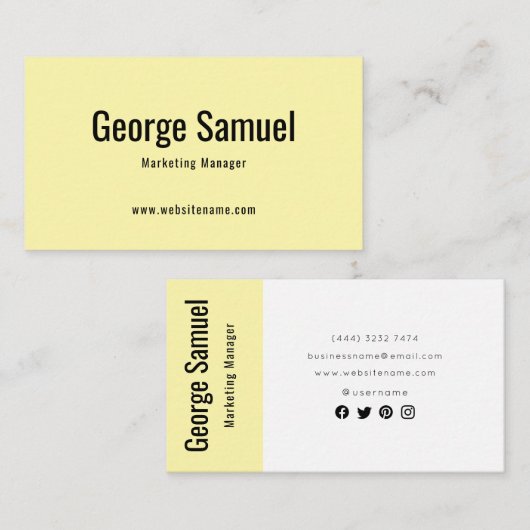 Eenvoudige Professionele Elegante Werknaam Functie Visitekaartje (Voorkant / Achterkant)