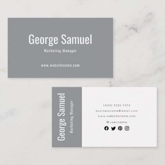 Eenvoudige Professionele Elegante Werknaam Functie Visitekaartje (Voorkant / Achterkant)