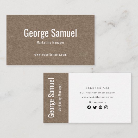 Eenvoudige Professionele Elegante Werknaam Functie Visitekaartje (Voorkant / Achterkant)