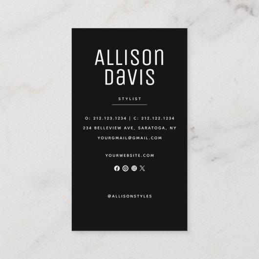 Eenvoudige professionele foto visitekaartje (Achterkant)