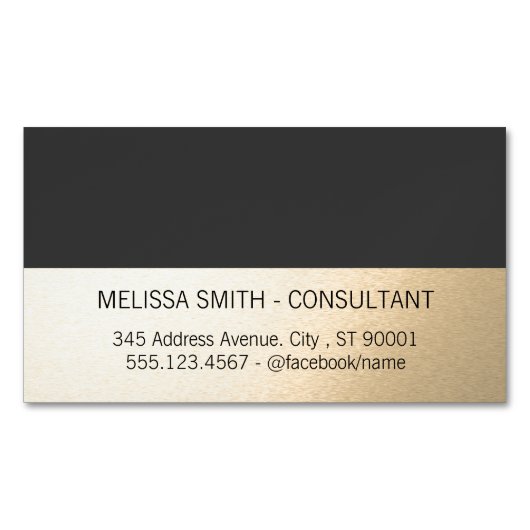 Eenvoudige professionele Gold Lux Grey Magnetisch Visitekaartje (Voorkant)