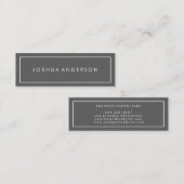 Eenvoudige Professionele Grijze Minimale Wit Grens Mini Visitekaartje (Voorkant / Achterkant)