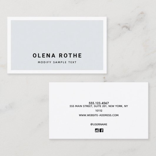 Eenvoudige professionele grijze witte rand contactkaartje (Voorkant / Achterkant)