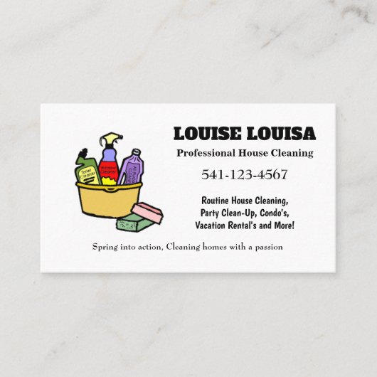 Eenvoudige professionele huis schoonmaken Visiteka Visitekaartje (Voorkant)