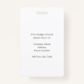 Eenvoudige professionele ID-badge voor werknemers  Badge (Achterkant)