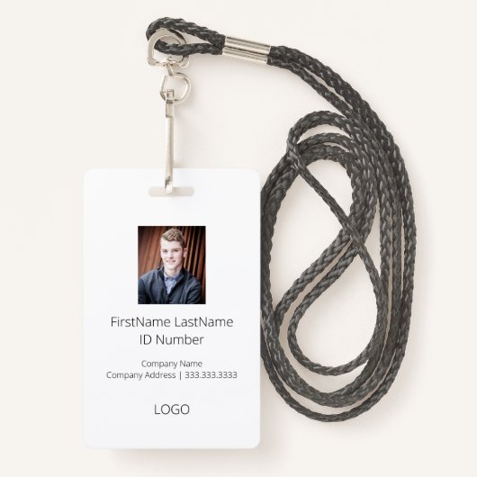 Eenvoudige professionele ID-badge voor werknemers  Badge (Voorkant met draagriem)