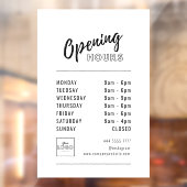 Eenvoudige professionele kantooruren zwart met Log Raamsticker (Vel 2)