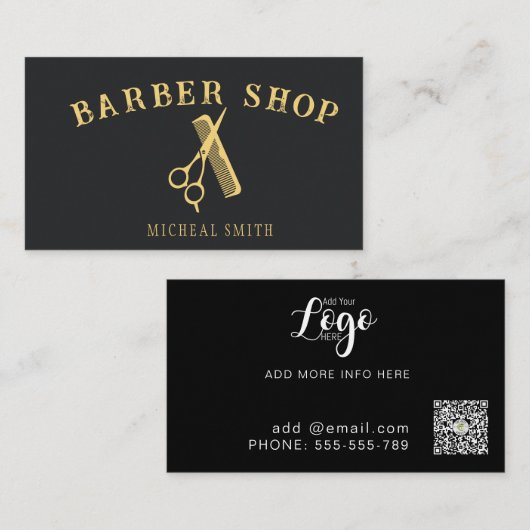 Eenvoudige professionele kapper visitekaartje (Voorkant / Achterkant)