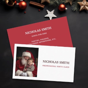 Eenvoudige professionele kerstman foto visitekaartje