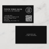 Eenvoudige professionele logo QR-code zwart Visitekaartje (Voorkant / Achterkant)